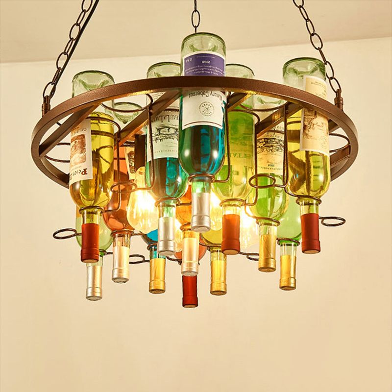 Hailie Antik Pendelleuchte, Weinflasche, Metall/Glas, Farbenfroh, Schlafzimmer
