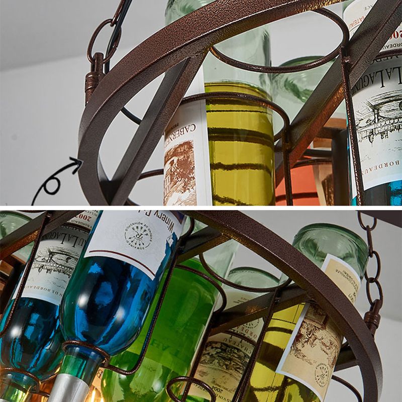 Valentina Antik Pendelleuchte, Weinflasche, Metall/Glas, Farbenfroh, Schlafzimmer