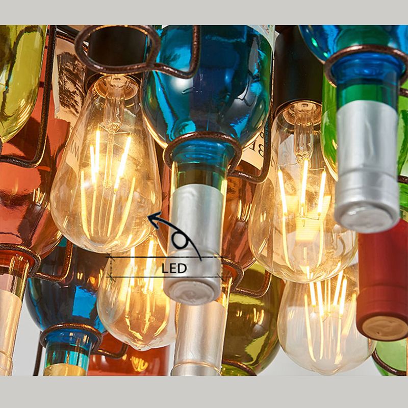 Valentina Antik Pendelleuchte, Weinflasche, Metall/Glas, Farbenfroh, Schlafzimmer