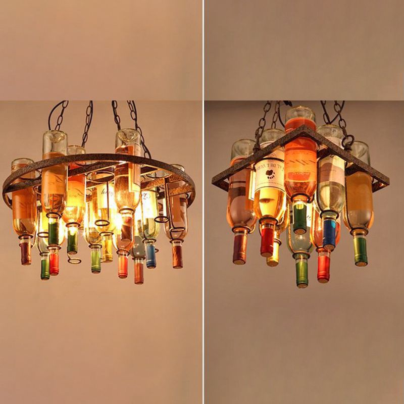 Valentina Antik Pendelleuchte, Weinflasche, Metall/Glas, Farbenfroh, Schlafzimmer