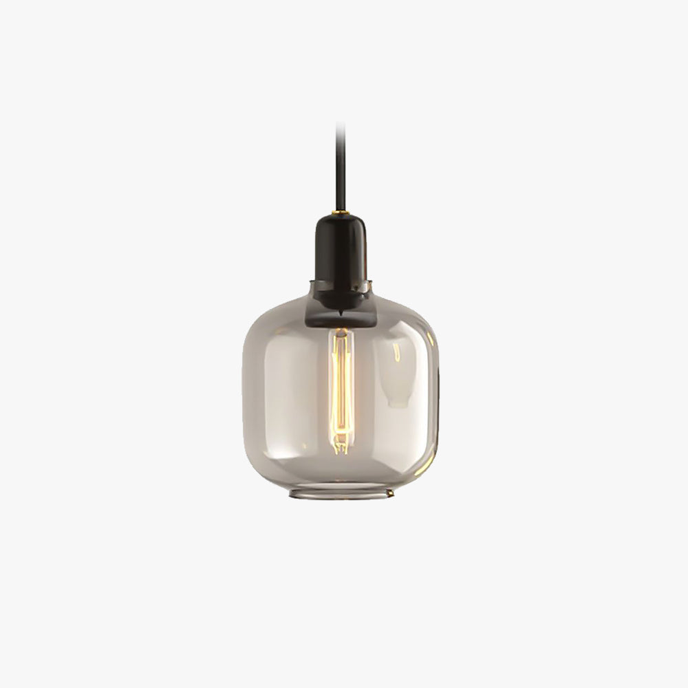 Valentina Designer Zylinder LED Pendelleuchte Bernstein/Rauchgrau Wohnzimmer Marmor/Glas