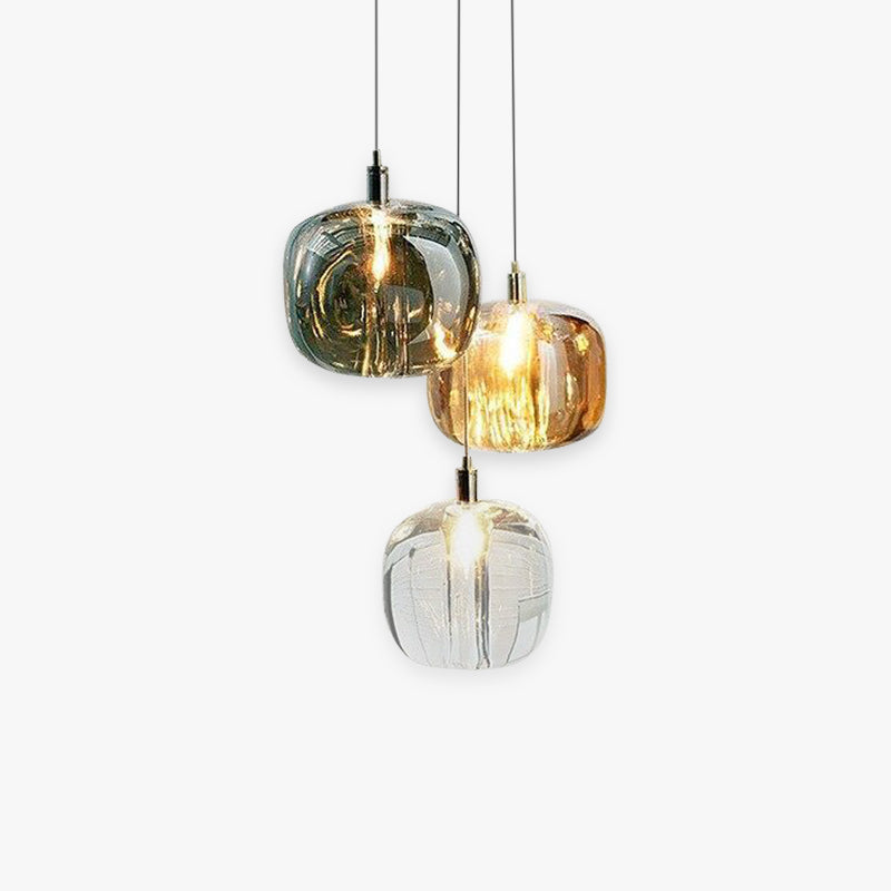 Valentina Modern Kugel LED Pendelleuchte Bernstein/Klar/Rauchgrau Esszimmer Glas