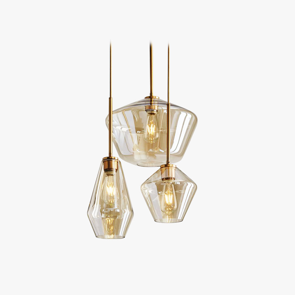 Valentina Moderne Pendelleuchte, Glas, Klar/Bernstein, Schlafzimmer