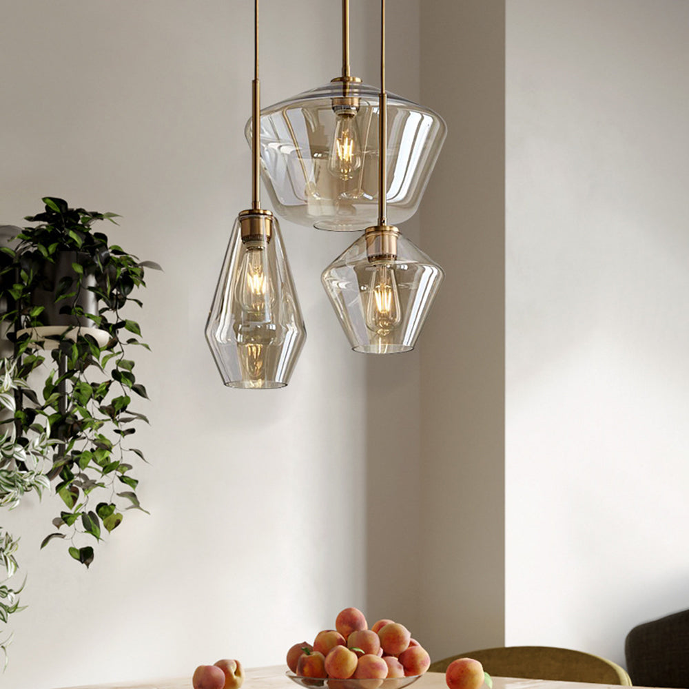 Valentina Moderne Pendelleuchte, Glas, Klar/Bernstein, Schlafzimmer