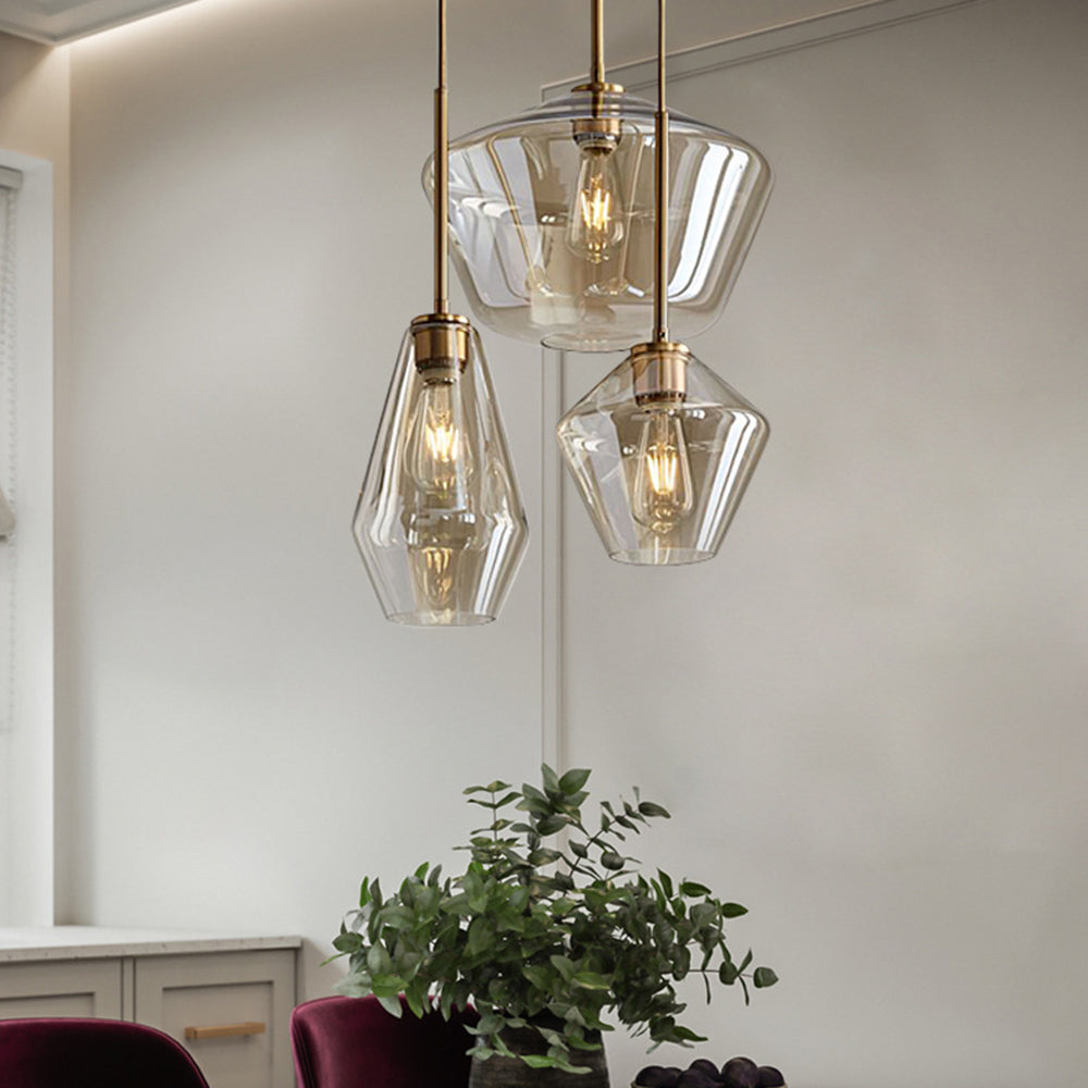 Valentina Moderne Pendelleuchte, Glas, Klar/Bernstein, Schlafzimmer