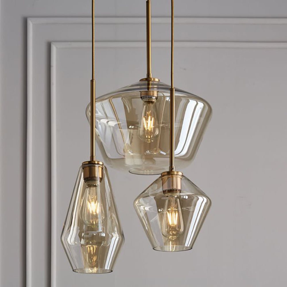 Valentina Moderne Pendelleuchte, Glas, Klar/Bernstein, Schlafzimmer