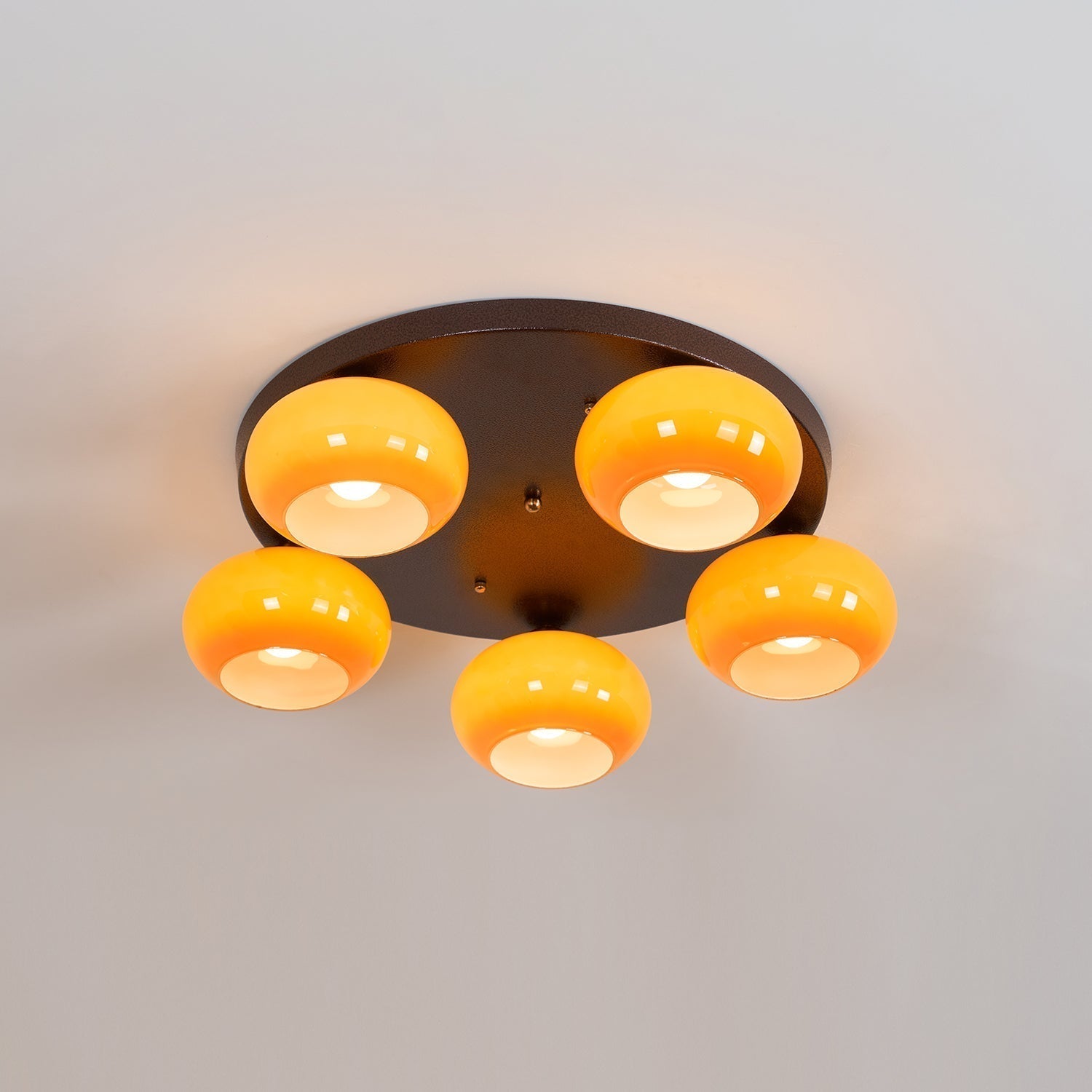 Aurevo 5-Light Amber Glass Flush Mount Ceiling Light - Letslighting
