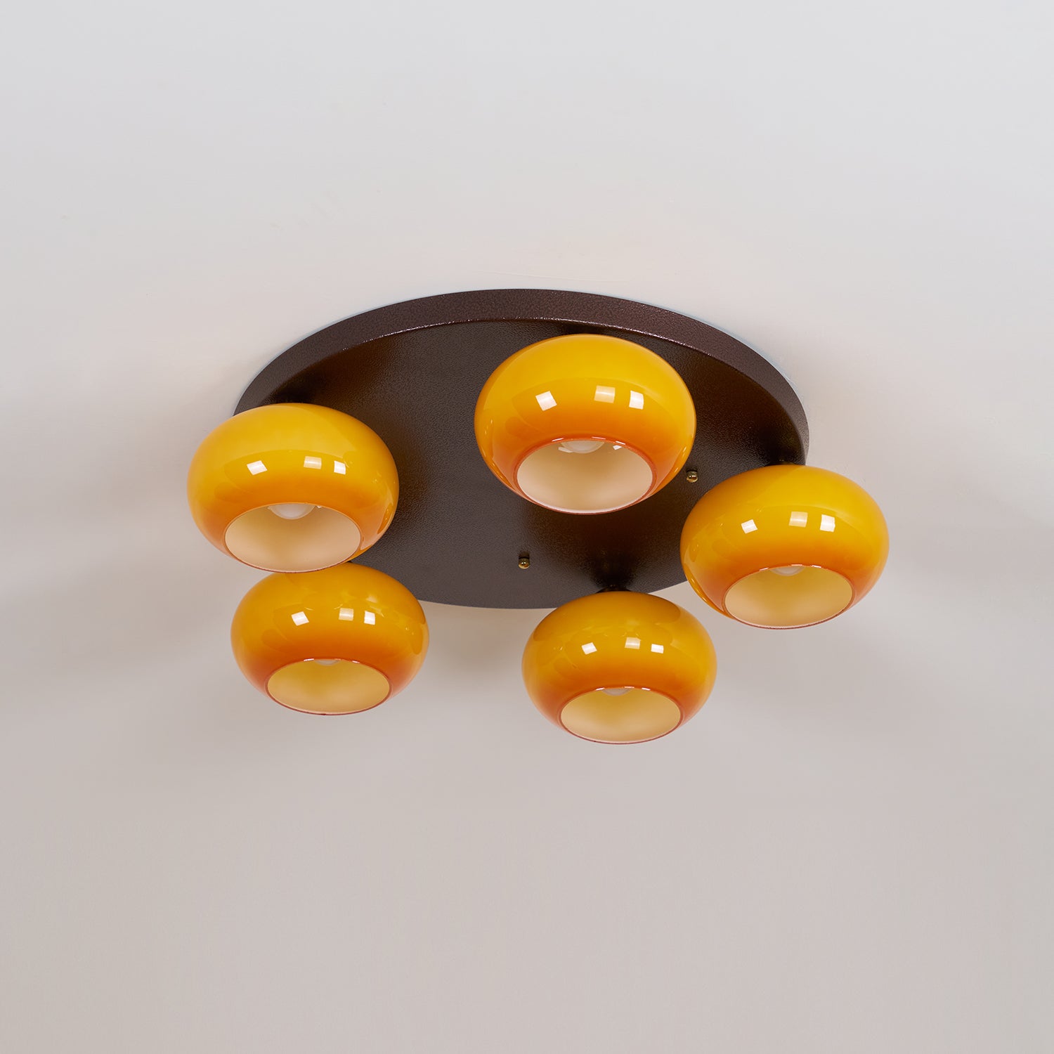 Aurevo 5-Light Amber Glass Flush Mount Ceiling Light - Letslighting