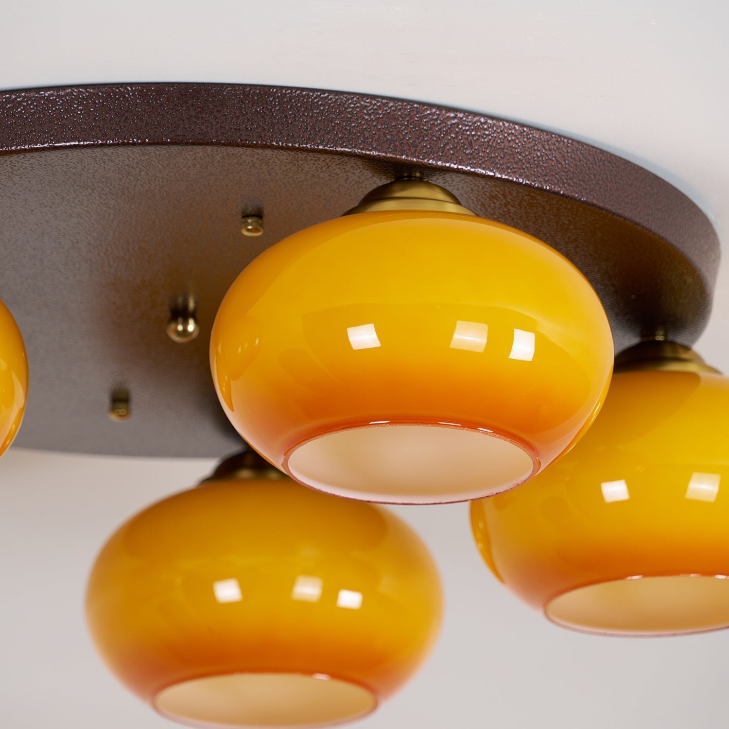 Aurevo 5-Light Amber Glass Flush Mount Ceiling Light - Letslighting