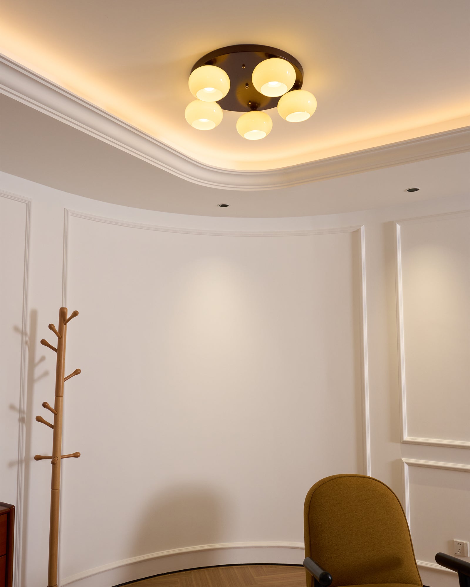 Aurevo 5-Light Amber Glass Flush Mount Ceiling Light - Letslighting