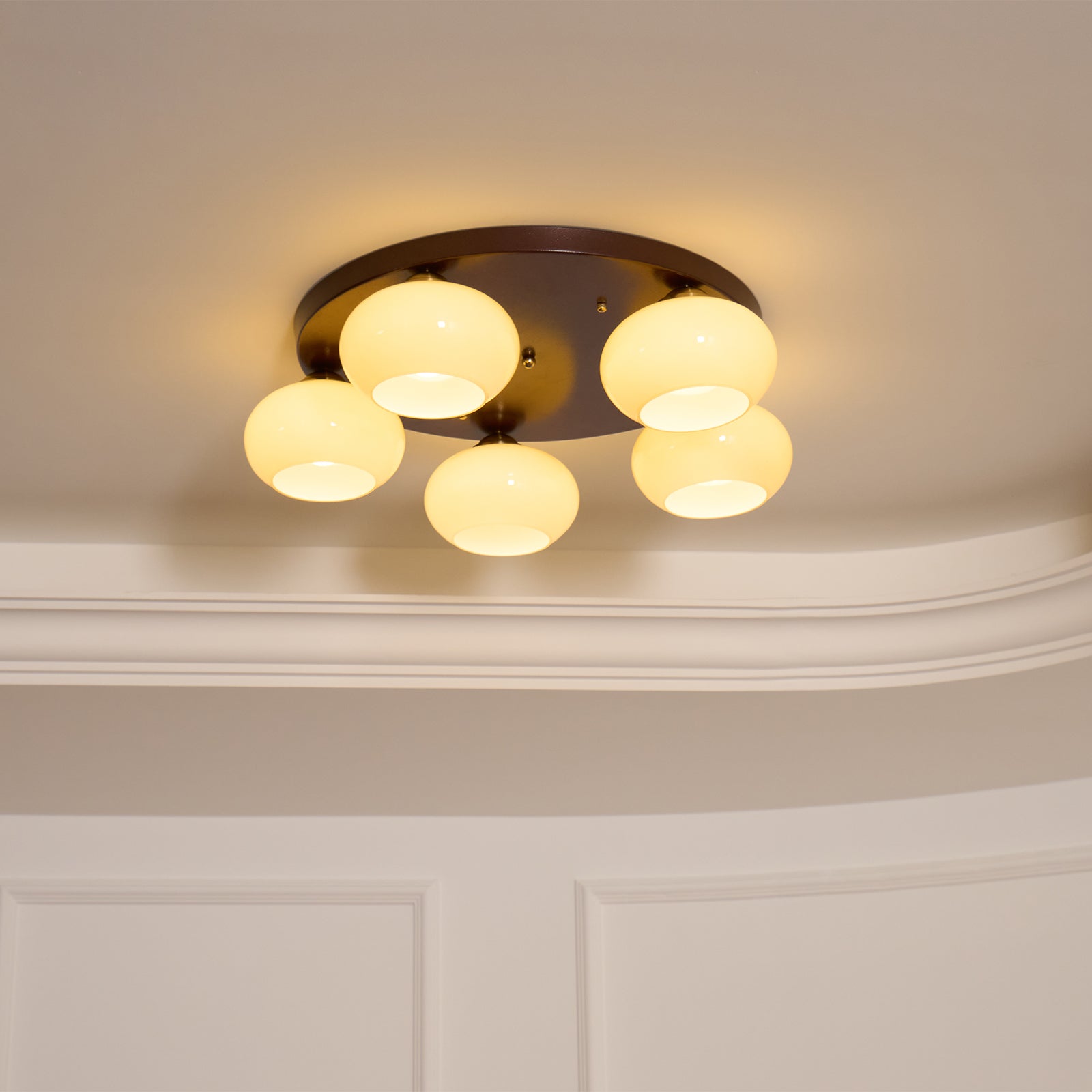 Aurevo 5-Light Amber Glass Flush Mount Ceiling Light - Letslighting