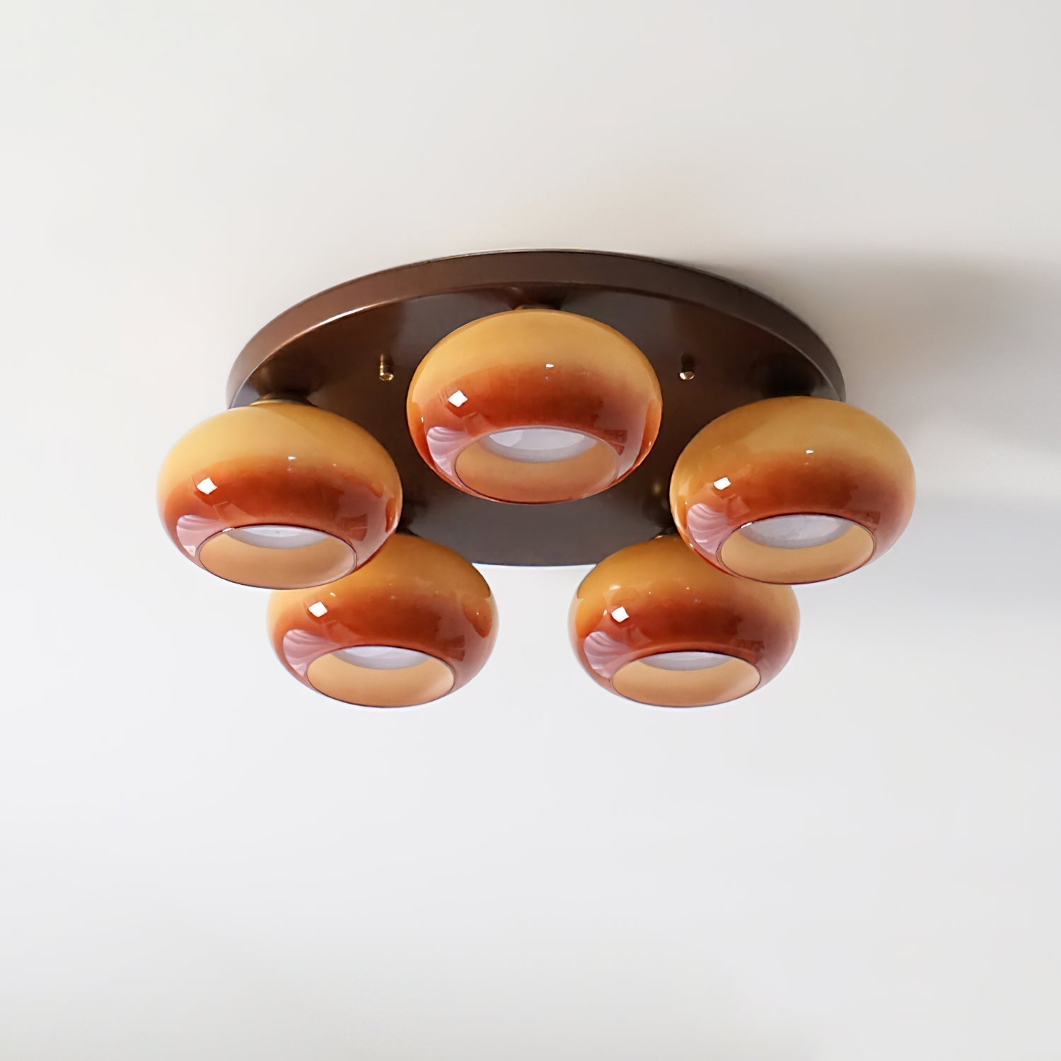 Aurevo 5-Light Amber Glass Flush Mount Ceiling Light - Letslighting