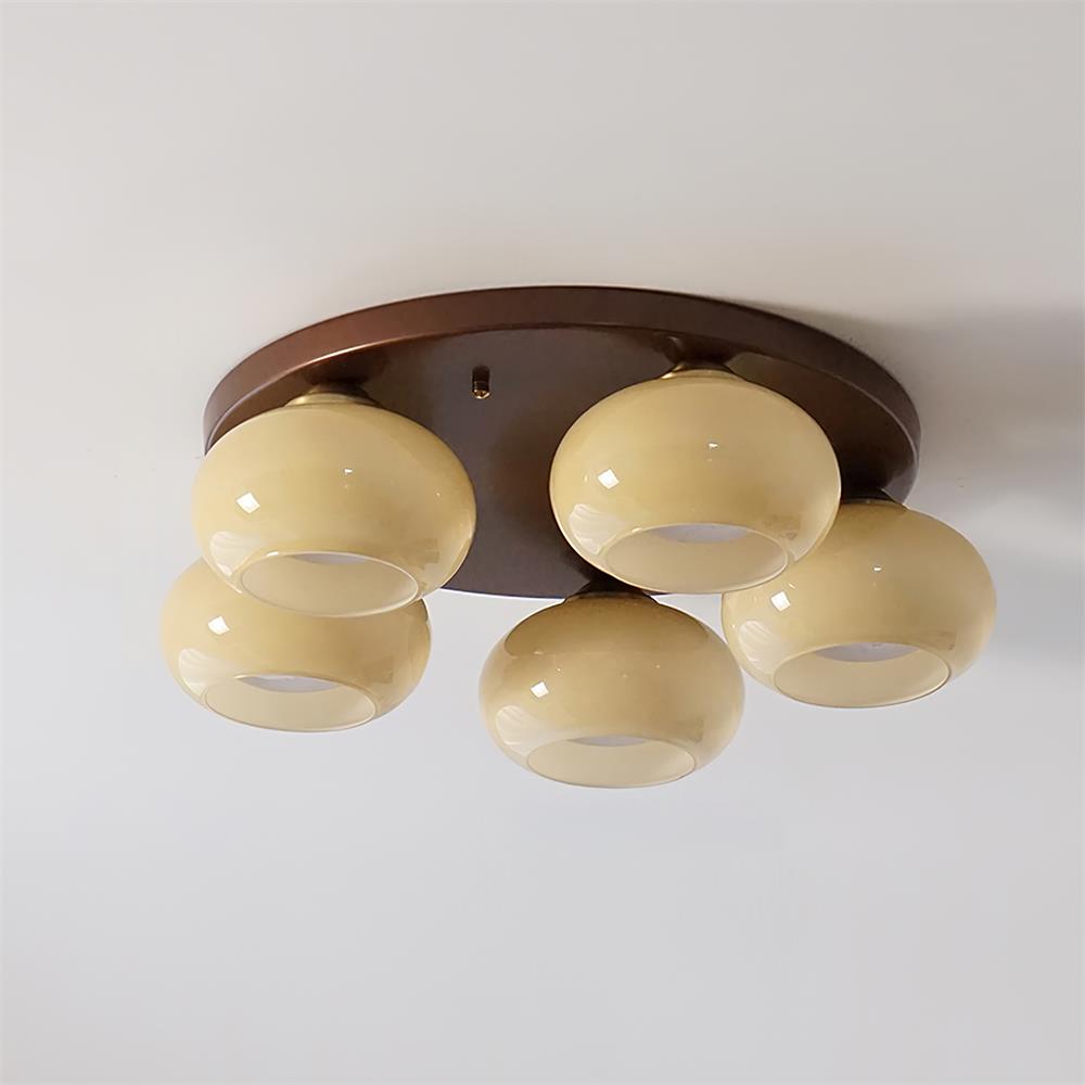 Aurevo 5-Light Amber Glass Flush Mount Ceiling Light - Letslighting