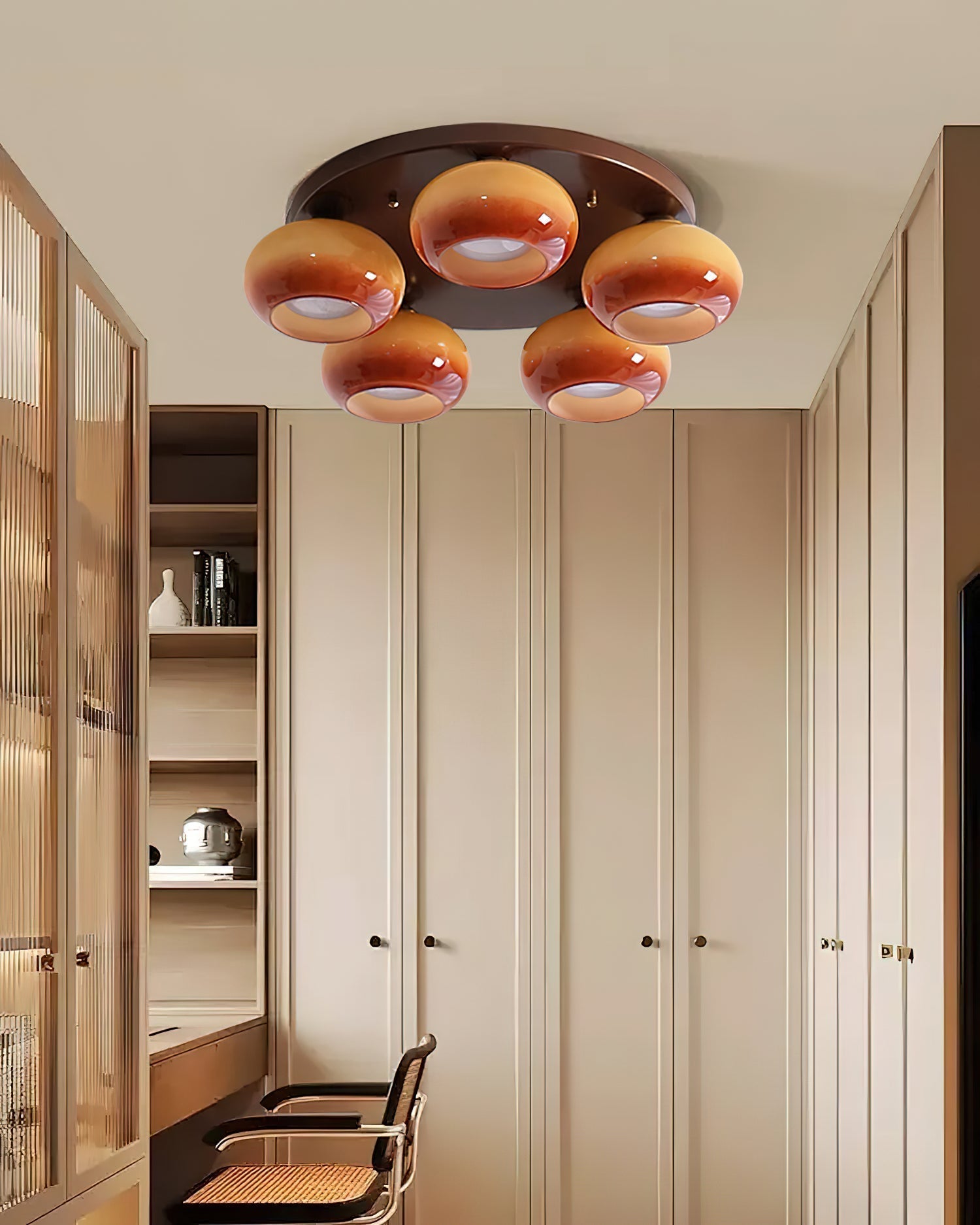 Aurevo 5-Light Amber Glass Flush Mount Ceiling Light - Letslighting