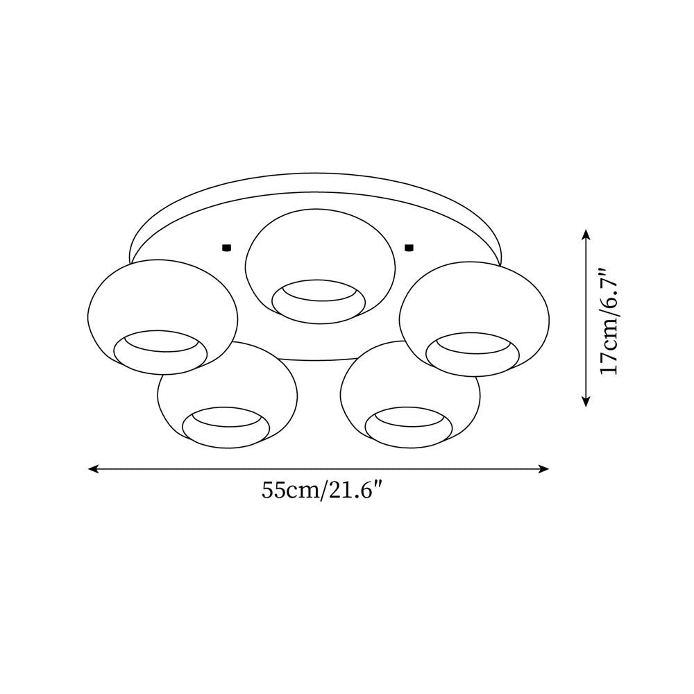 Aurevo 5-Light Amber Glass Flush Mount Ceiling Light - Letslighting