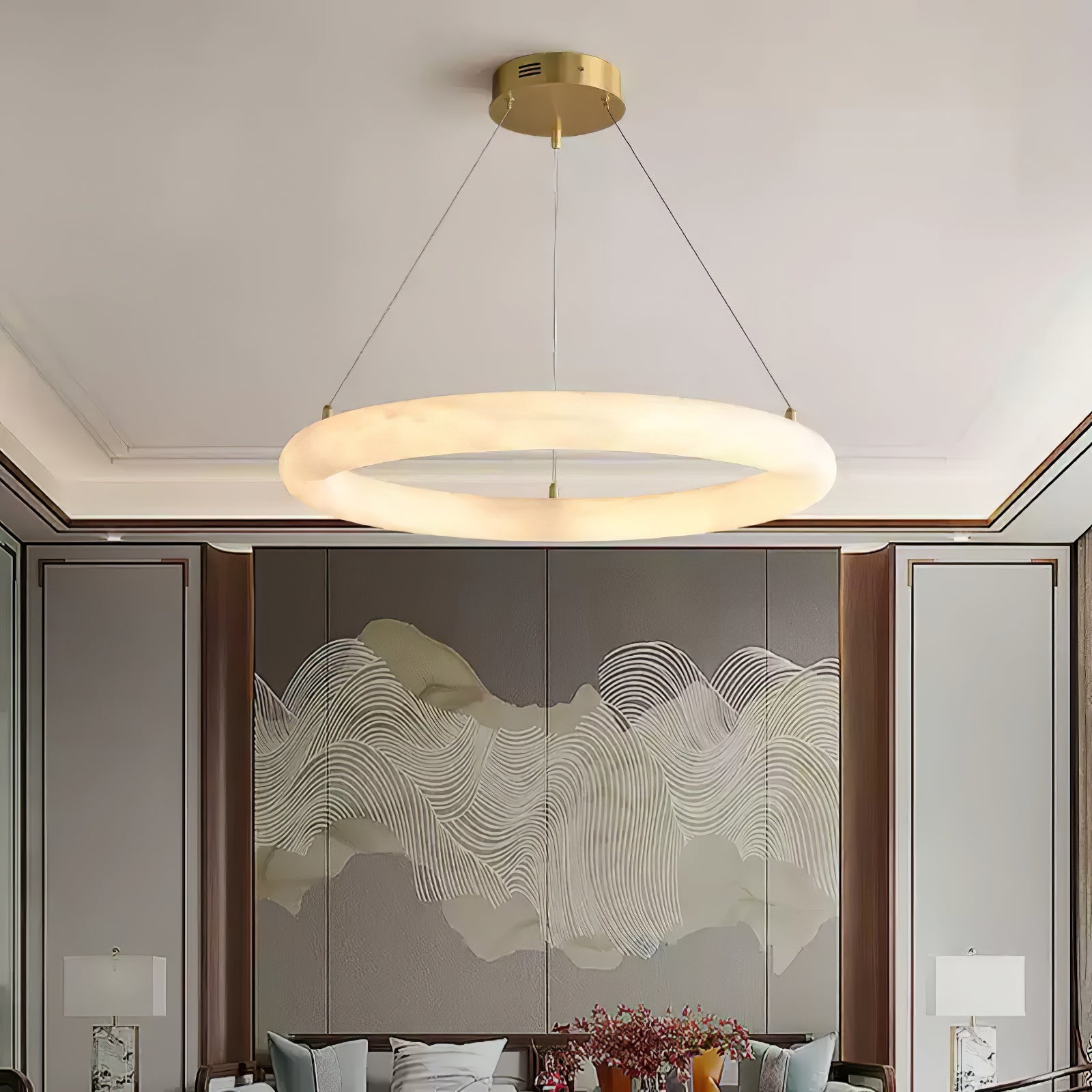 Erzorila Circular Alabaster Pendant Light - Neutralighting