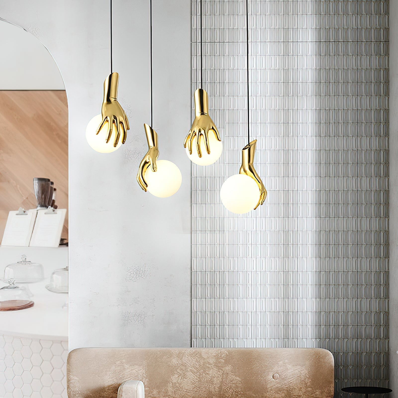 Avnorira Messing Glas Hand Kugel Pendelleuchte-Letslighting