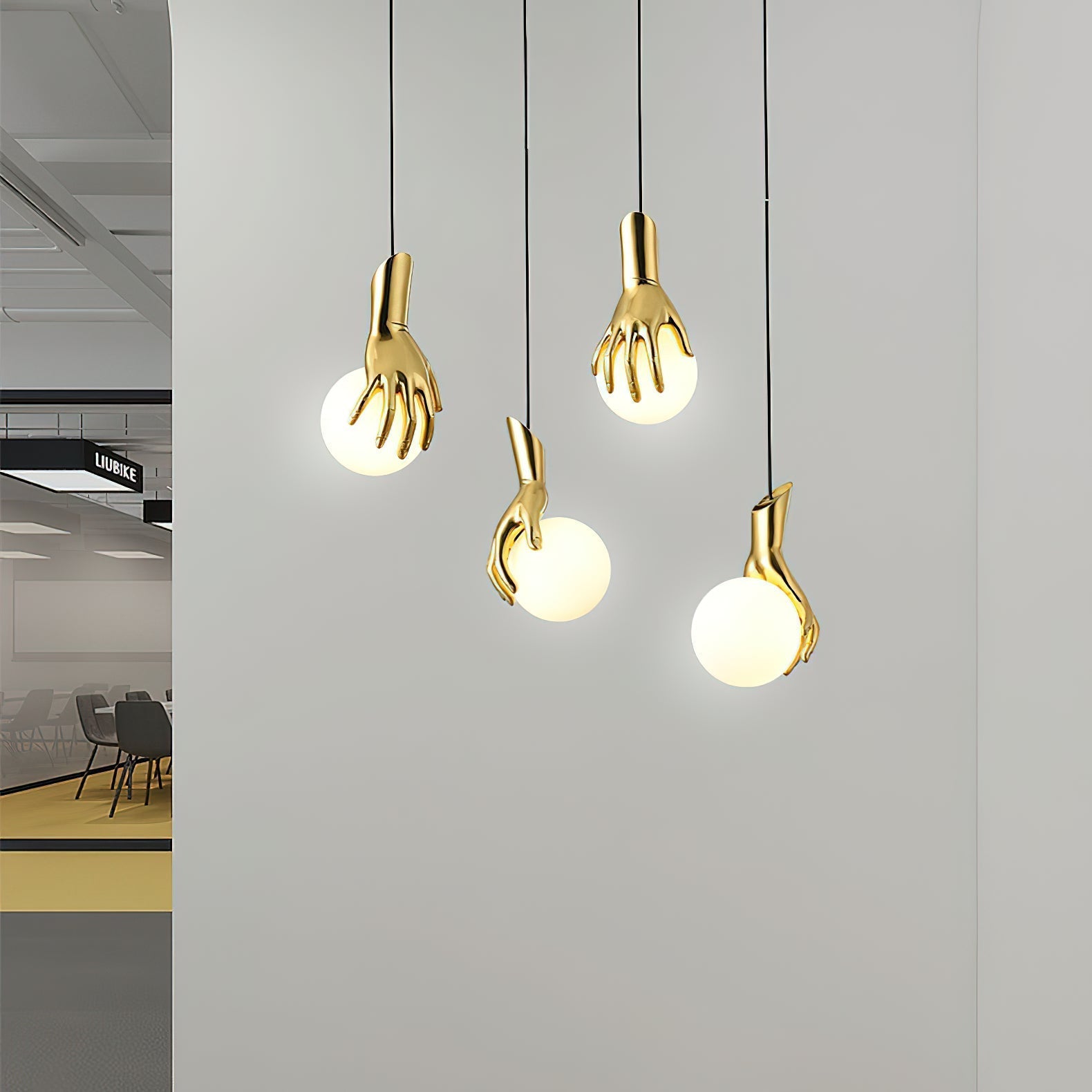 Avnorira Messing Glas Hand Kugel Pendelleuchte-Letslighting