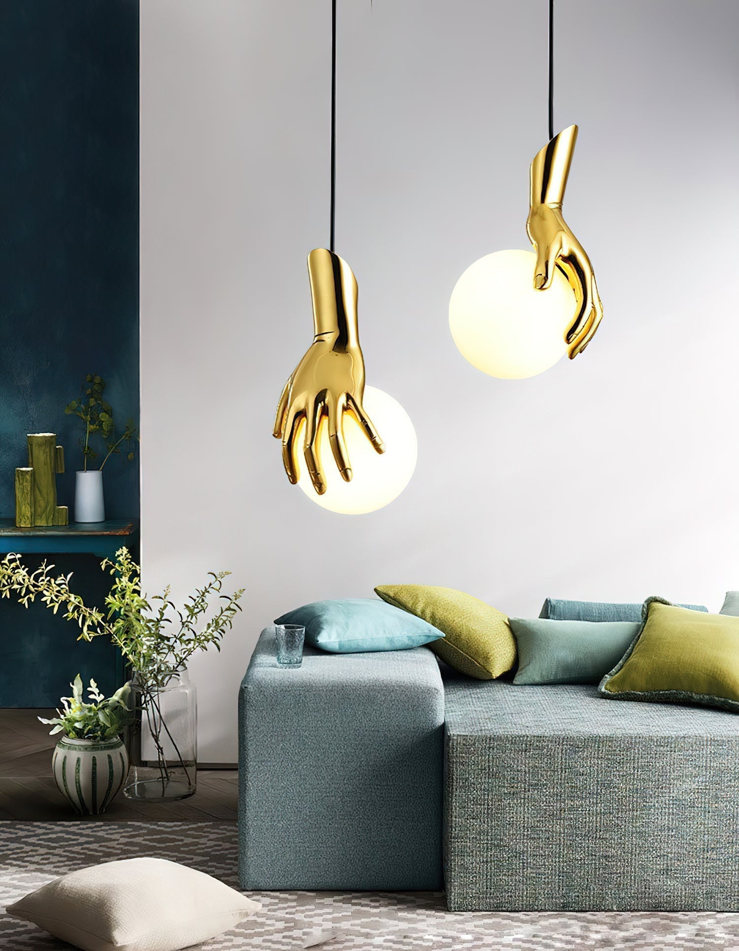Avnorira Messing Glas Hand Kugel Pendelleuchte-Letslighting