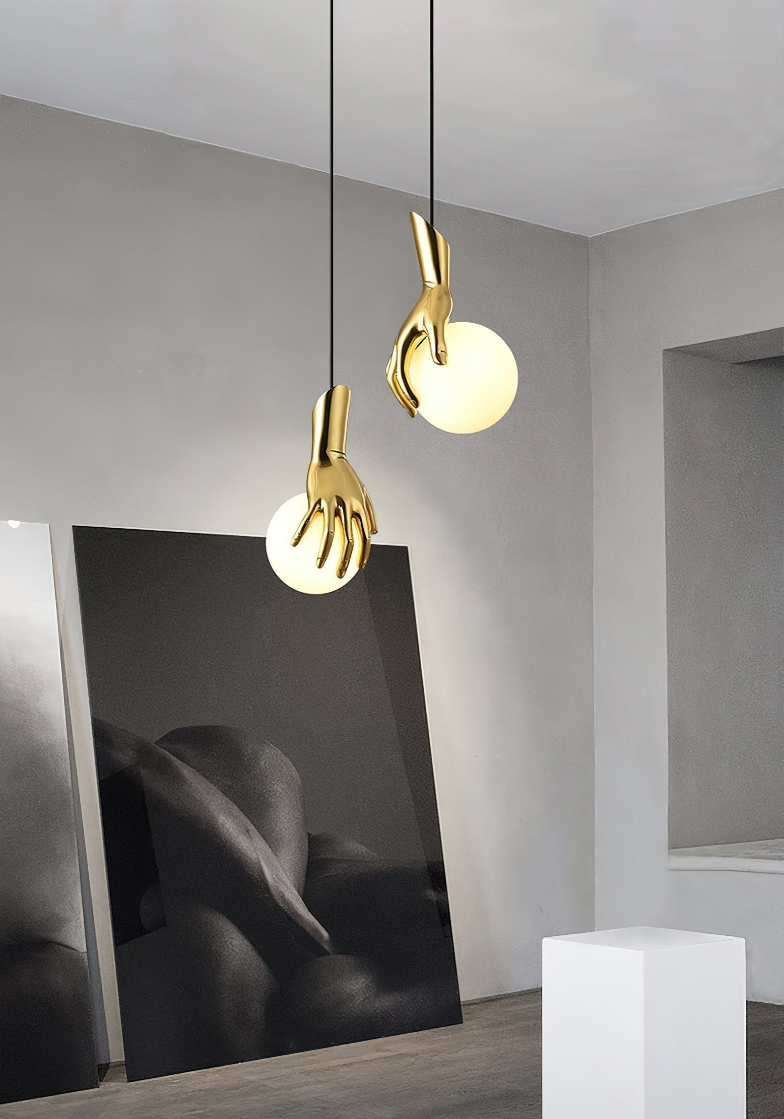Avnorira Messing Glas Hand Kugel Pendelleuchte-Letslighting