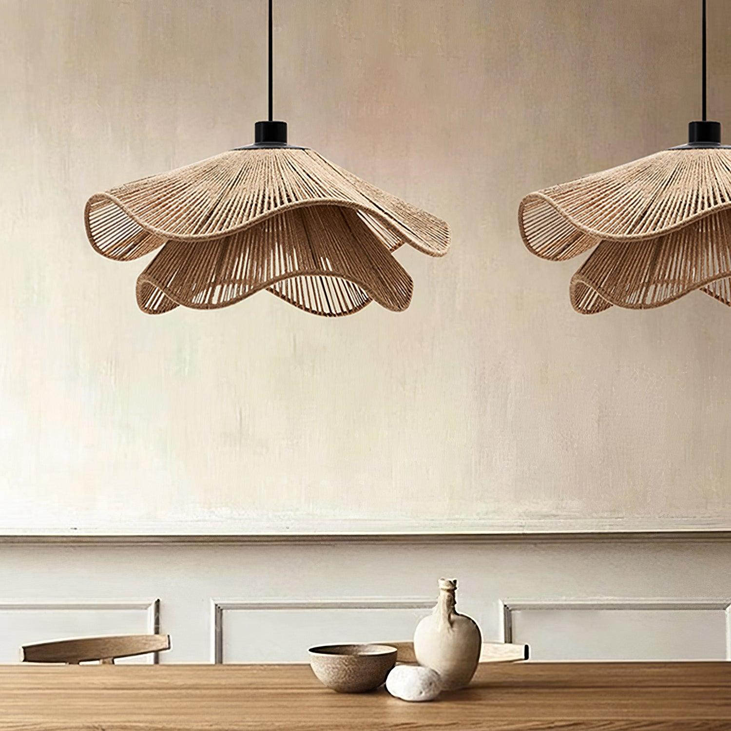 Lustra Pendelleuchte Handgefertigter Strohhut-Letslighting