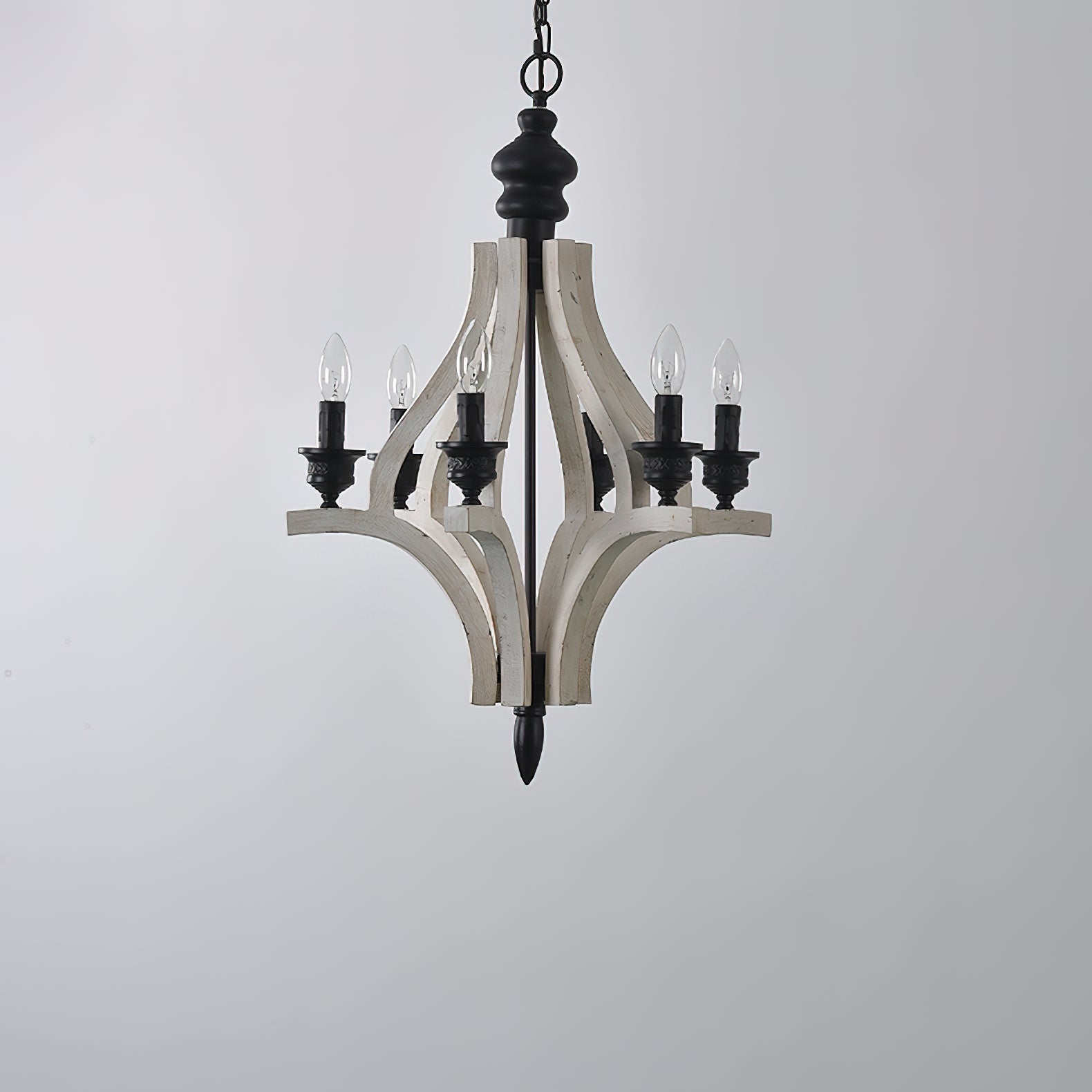 Ephaos Industrieller Vintage Kronleuchter aus Holz-Letslighting