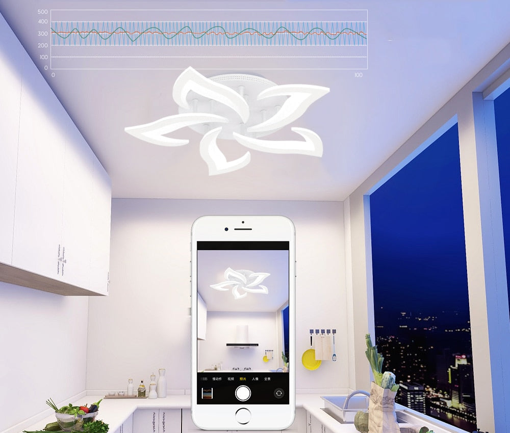 Arisha Moderne Blume LED Deckenleuchte Schwarz/Weiß Wohn/Schlafzimmer Hardware Acryl