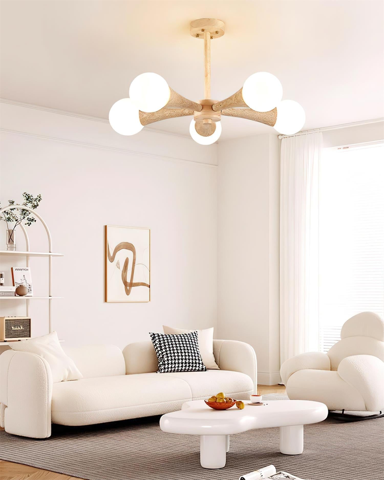 Ritta Deckenleuchte aus Holz und Travertin-Letslighting