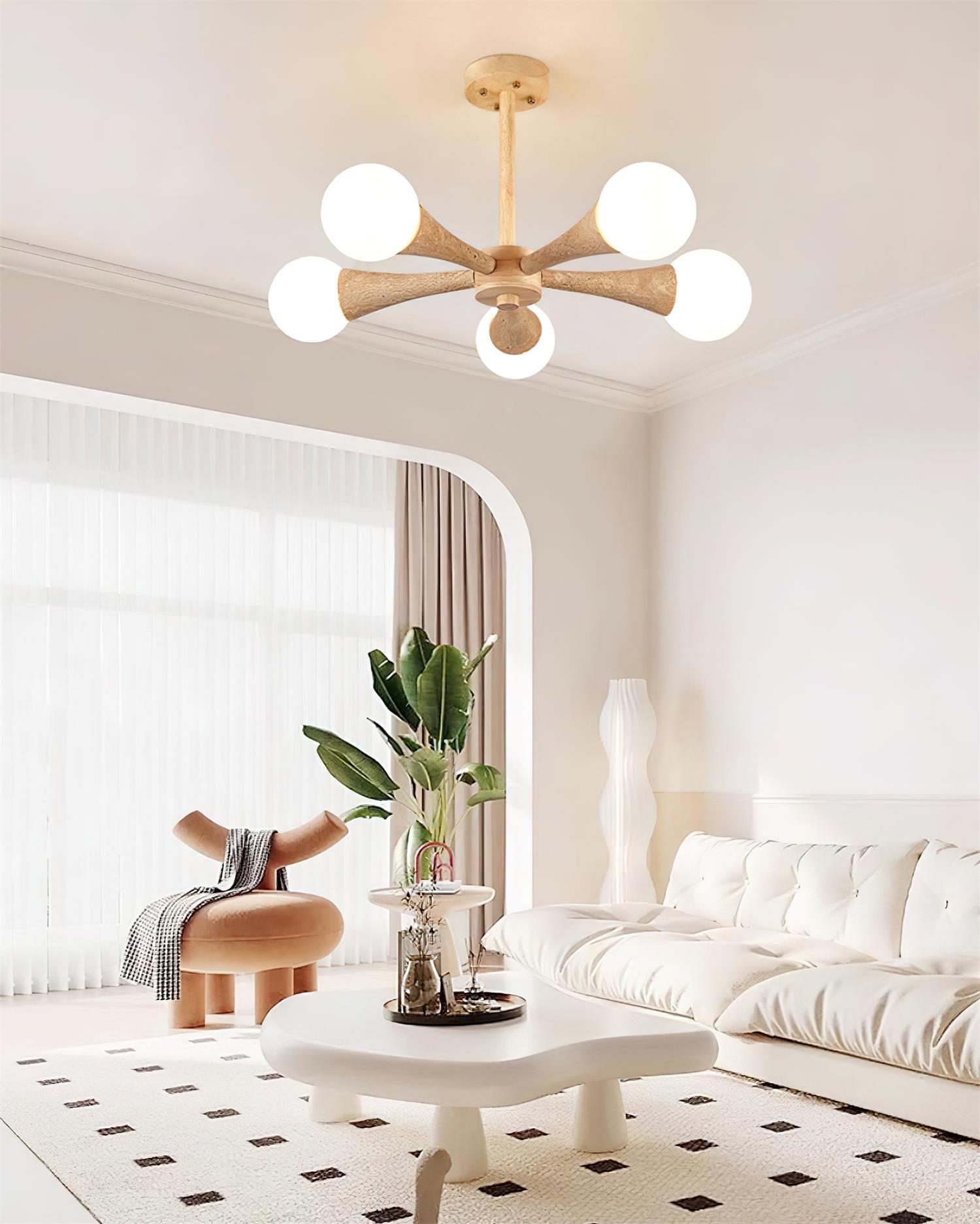 Ritta Deckenleuchte aus Holz und Travertin-Letslighting