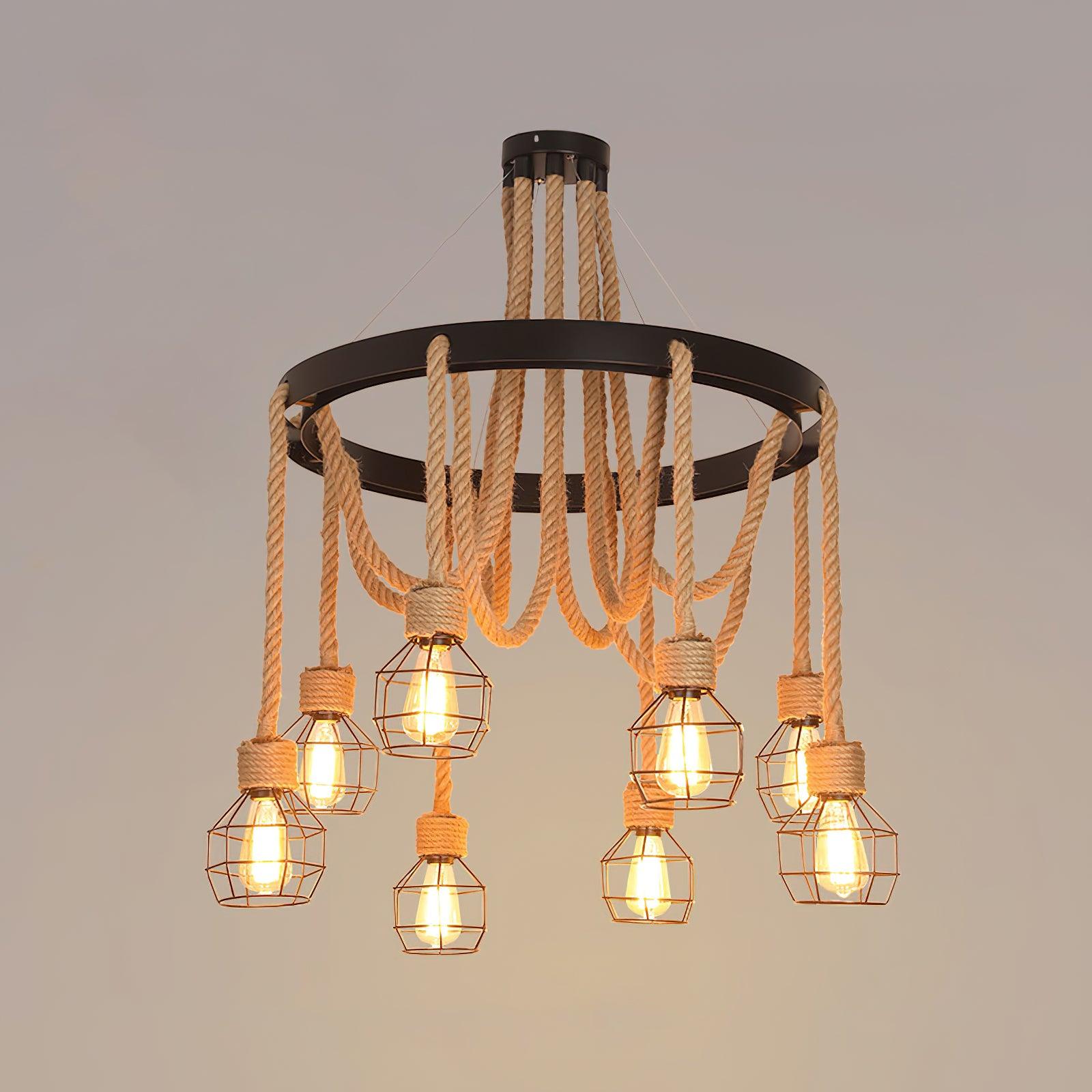 Lustra Kronleuchter aus Hanfseil im Industriestil-Letslighting