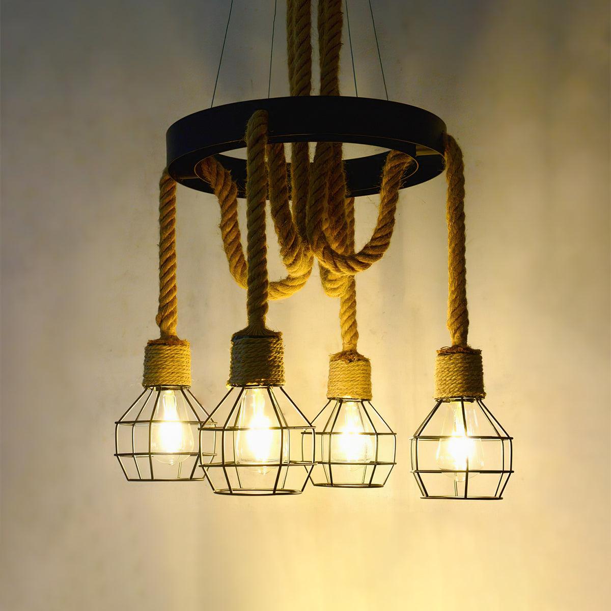 Lustra Kronleuchter aus Hanfseil im Industriestil-Letslighting