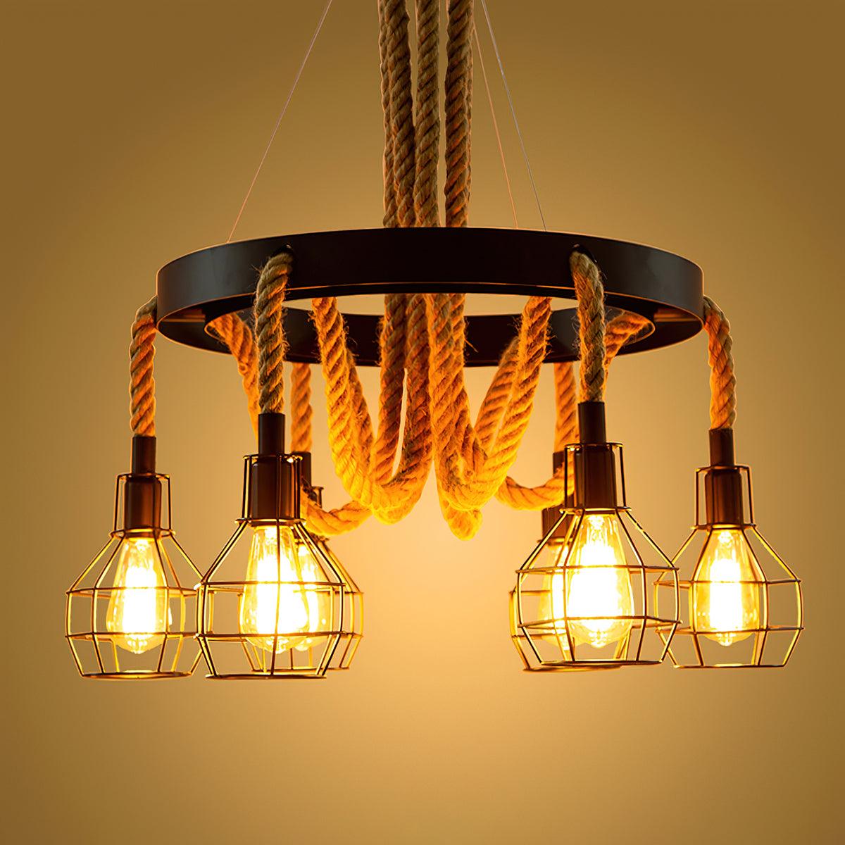 Lustra Kronleuchter aus Hanfseil im Industriestil-Letslighting