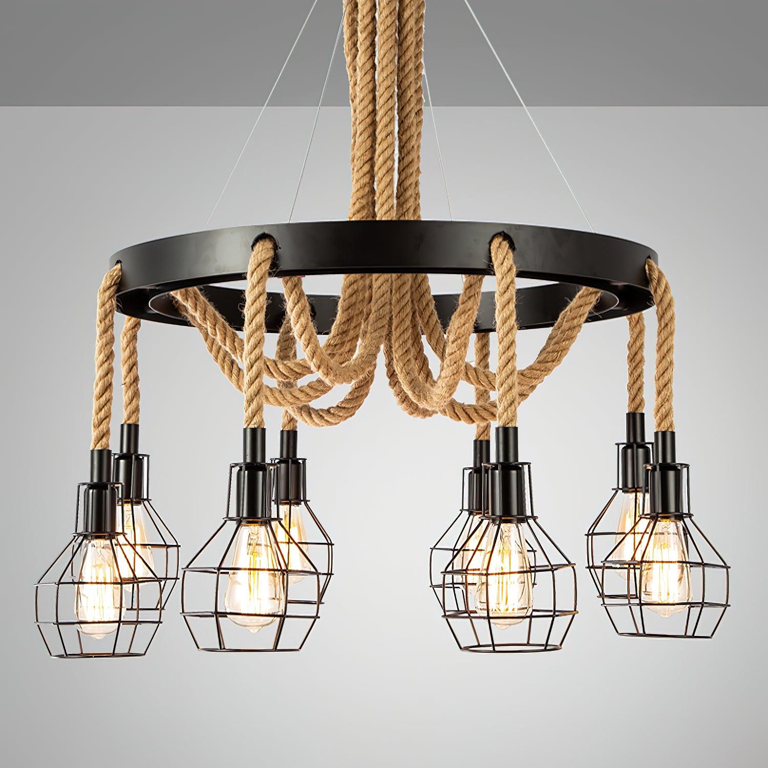 Lustra Kronleuchter aus Hanfseil im Industriestil-Letslighting