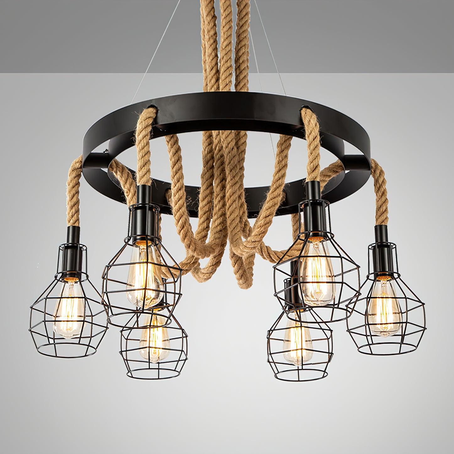 Lustra Kronleuchter aus Hanfseil im Industriestil-Letslighting