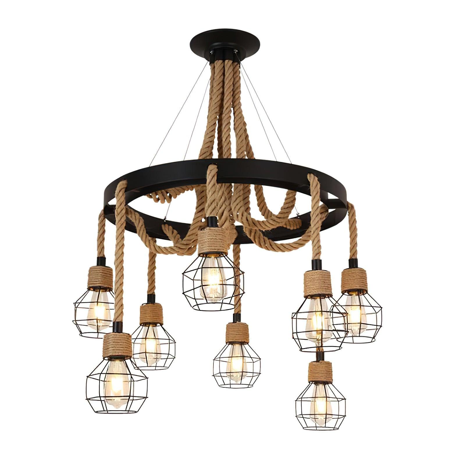 Lustra Kronleuchter aus Hanfseil im Industriestil-Letslighting