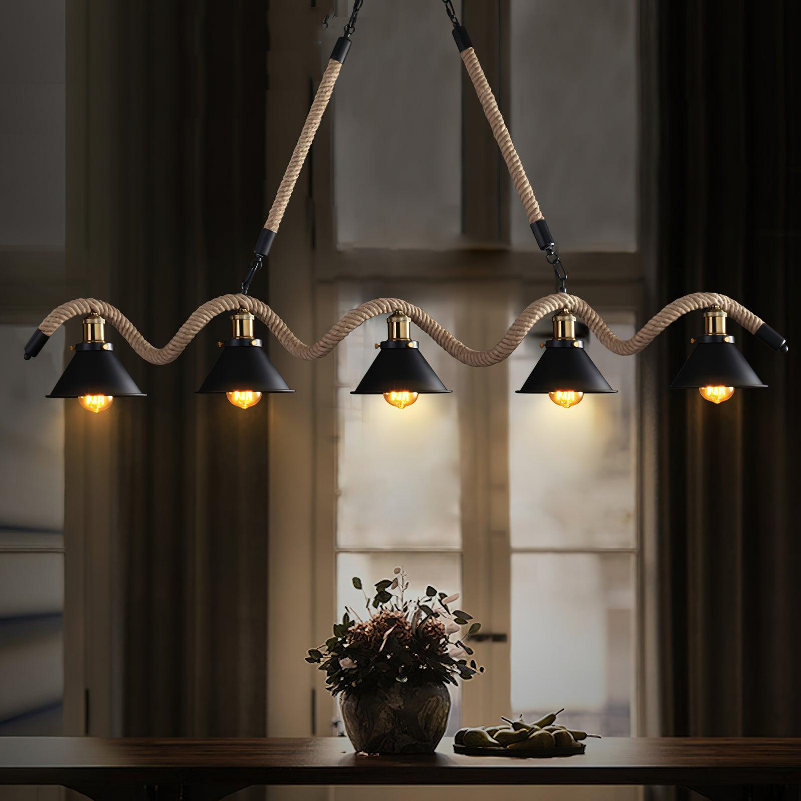 Lustra Kronleuchter Hanfseil Industrial Wave-Letslighting