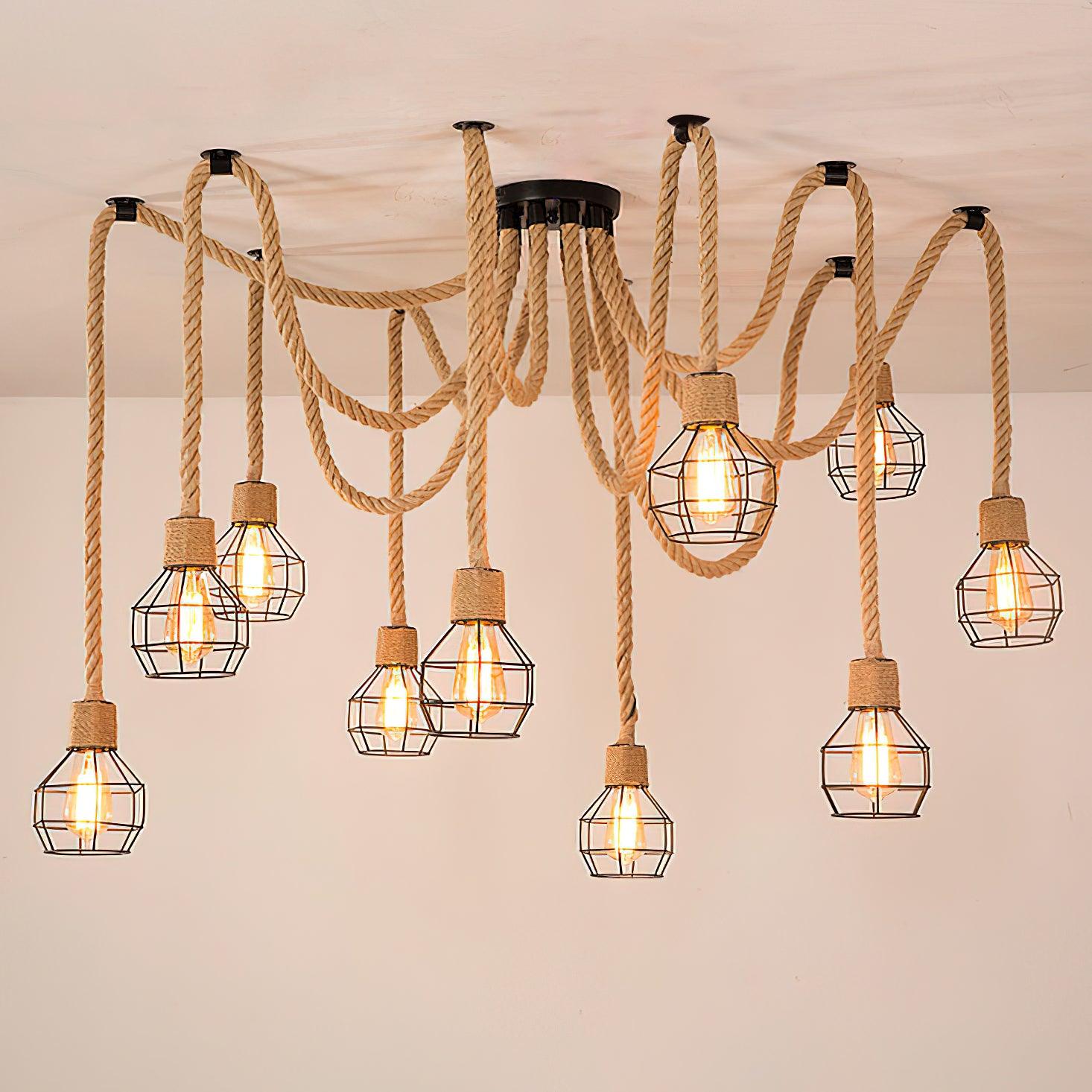 Lustra Kronleuchter Hanfseil Industrial Retro-Letslighting