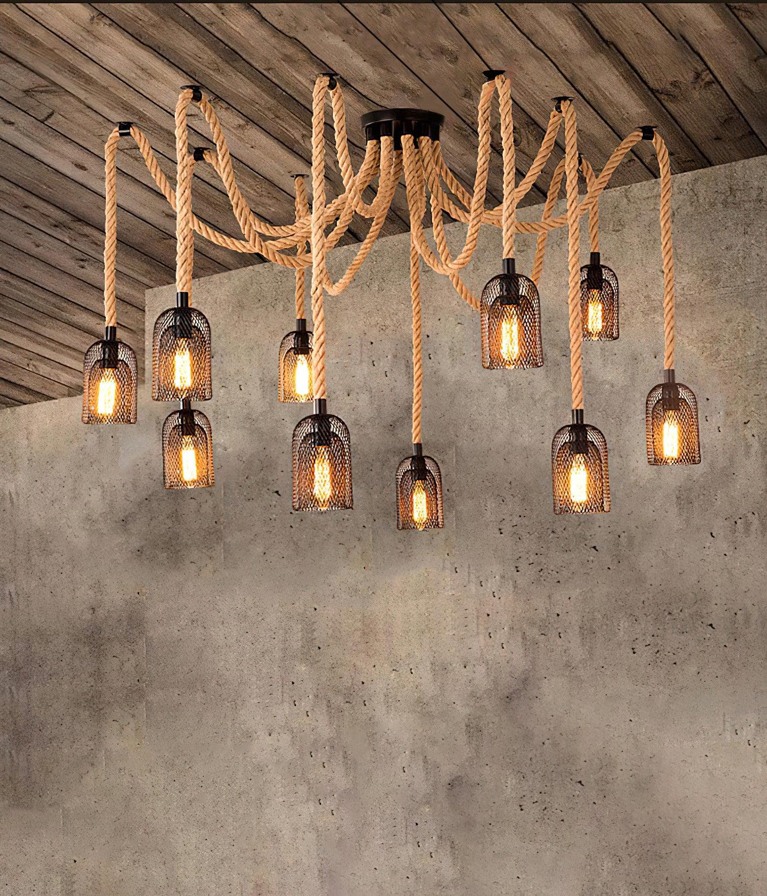 Lustra Kronleuchter Hanfseil Industrial Retro-Letslighting