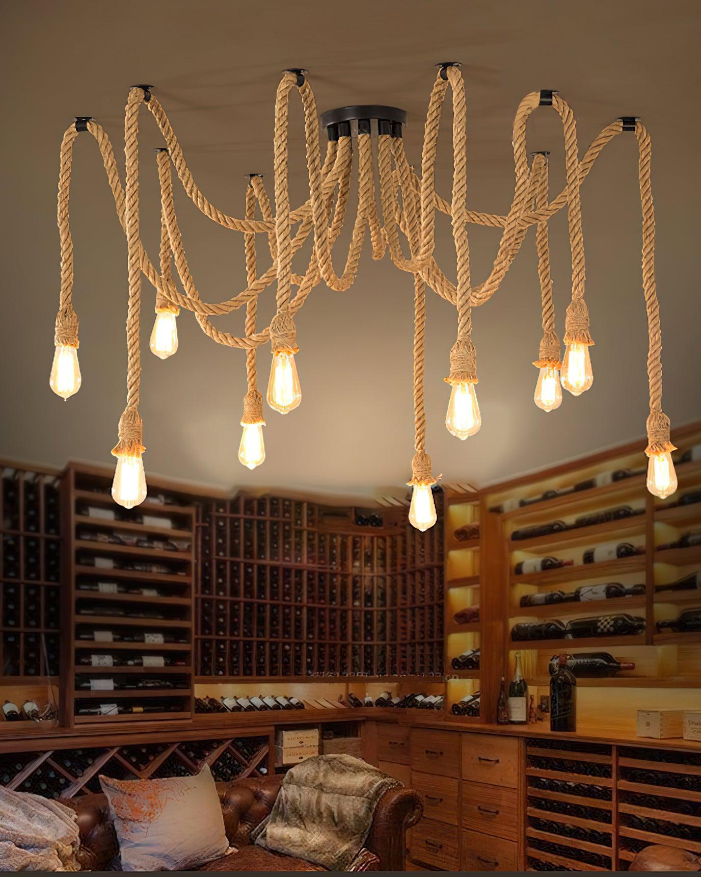 Lustra Kronleuchter Hanfseil Industrial Retro-Letslighting