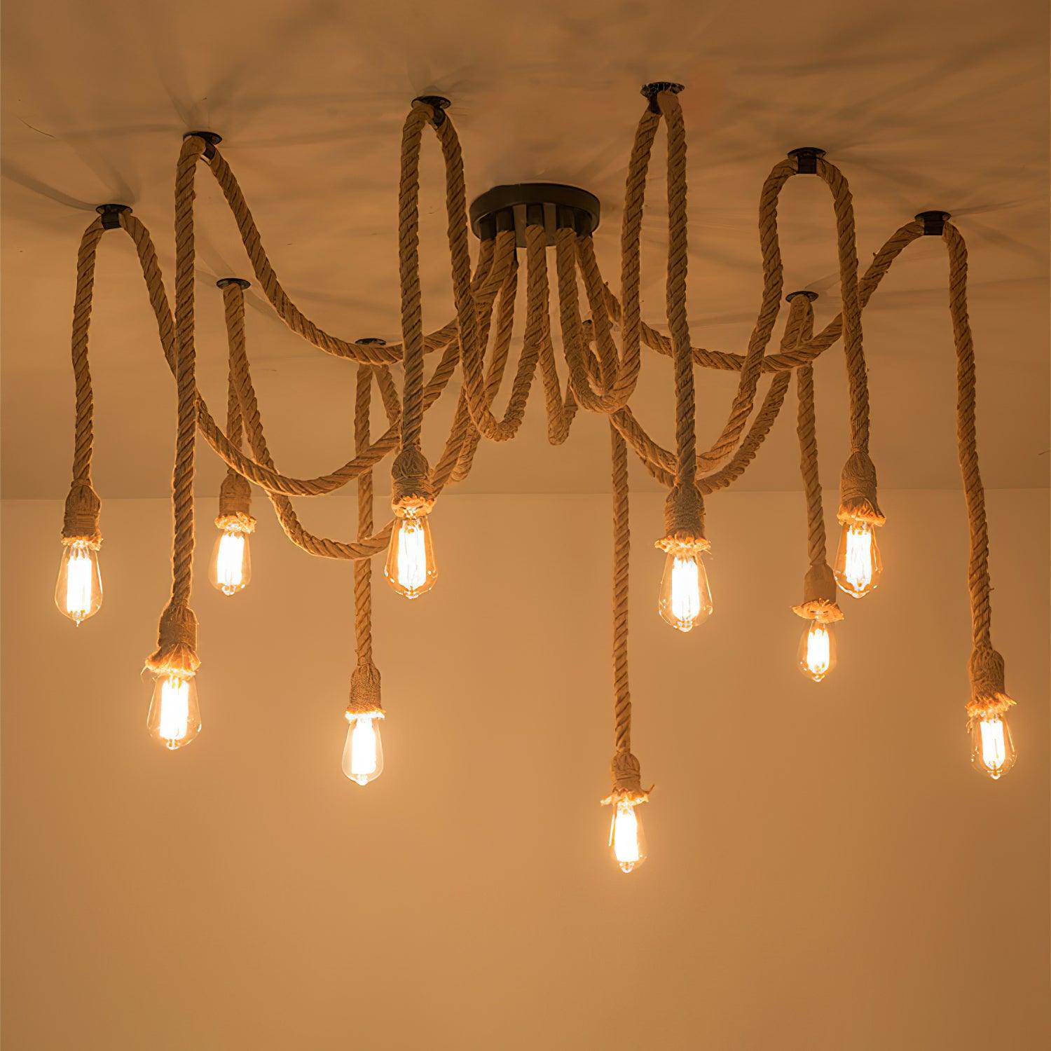 Lustra Kronleuchter Hanfseil Industrial Retro-Letslighting