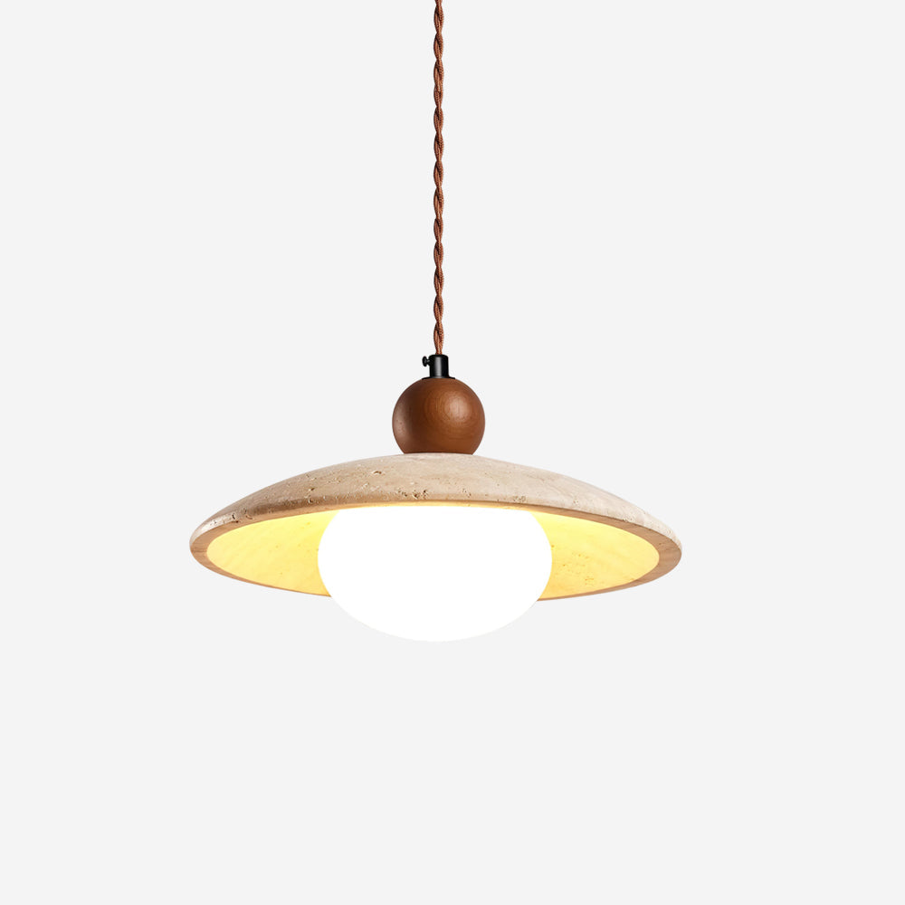 Travaro Travertine Pendant Light with Wooden Accent - Letslighting