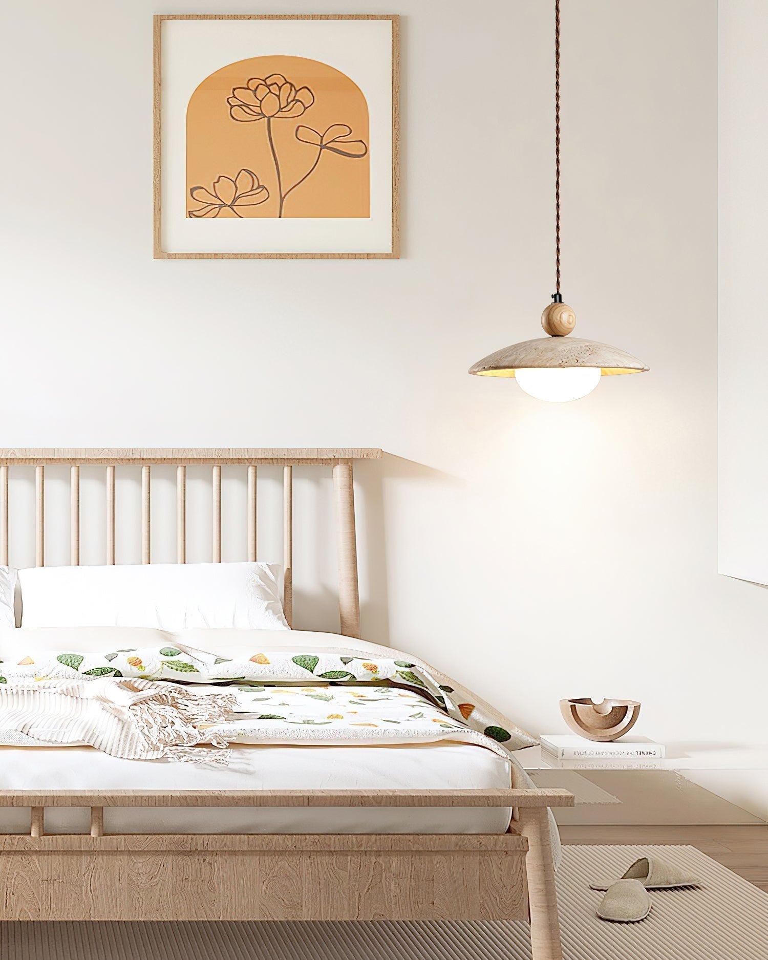 Travaro Travertine Pendant Light with Wooden Accent - Letslighting