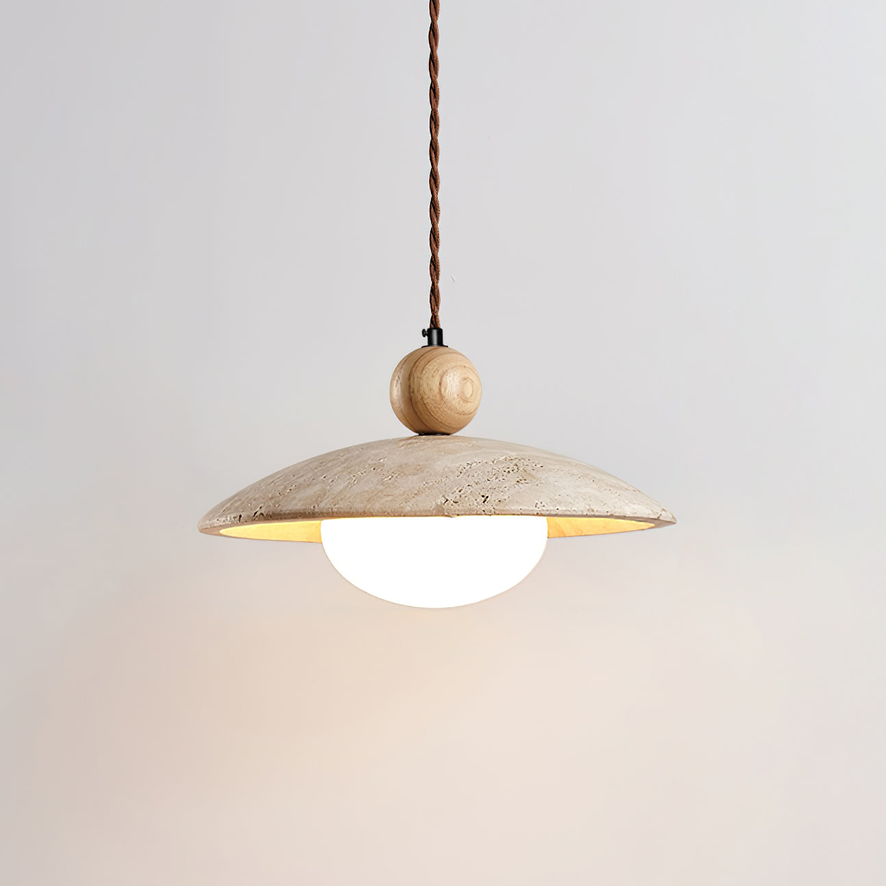 Travaro Travertine Pendant Light with Wooden Accent - Letslighting