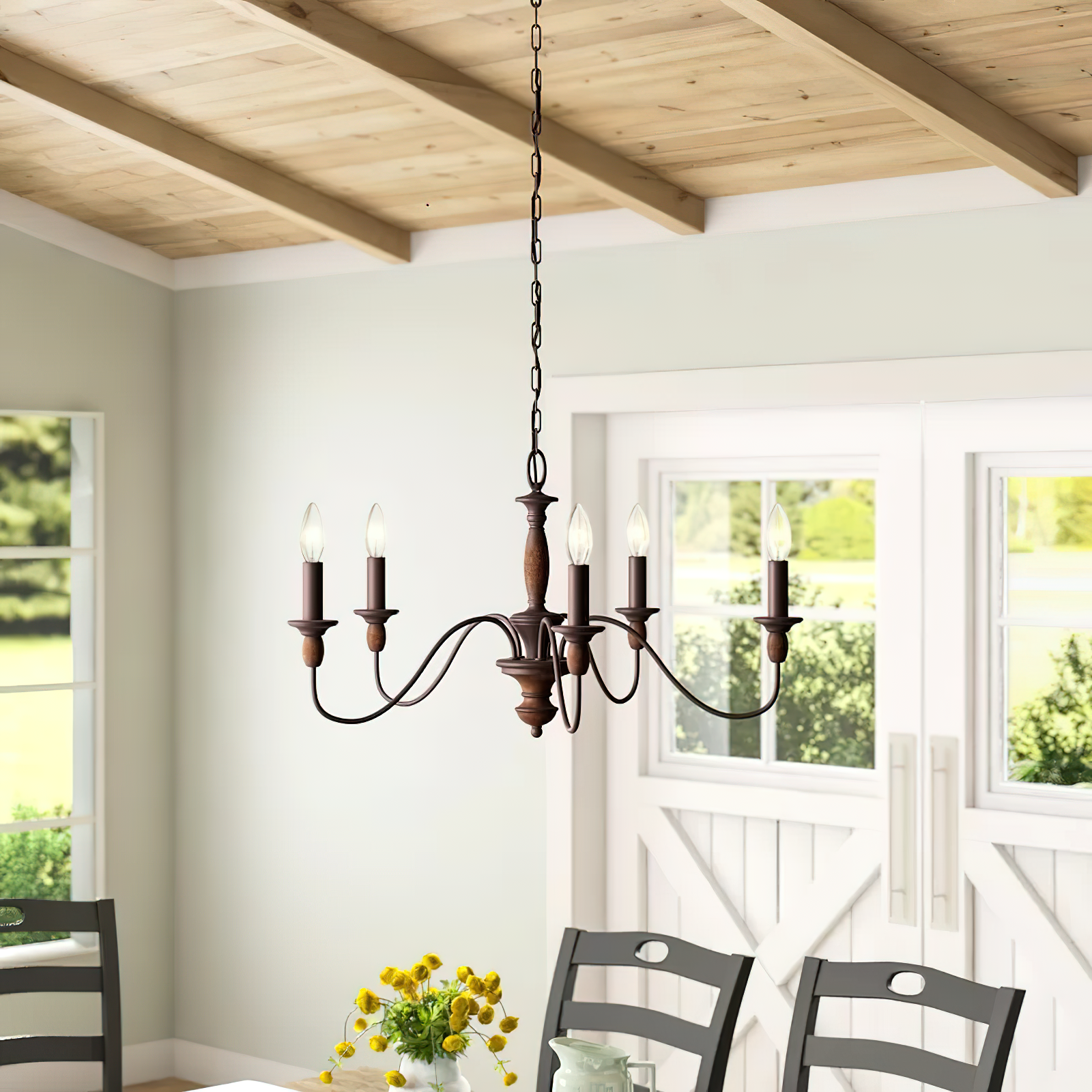 Cutheus Vintage Industrie Holz Kronleuchter-Letslighting