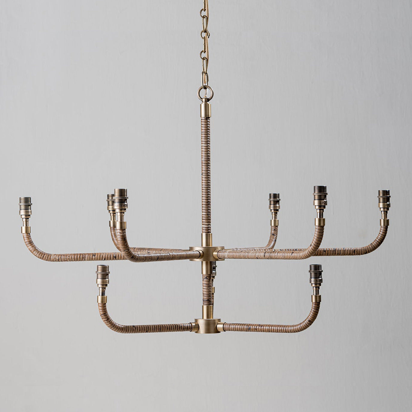 Avdoria Vintage Industrieller Holden-Rattan Gold Stoff-Kronleuchter-Letslighting