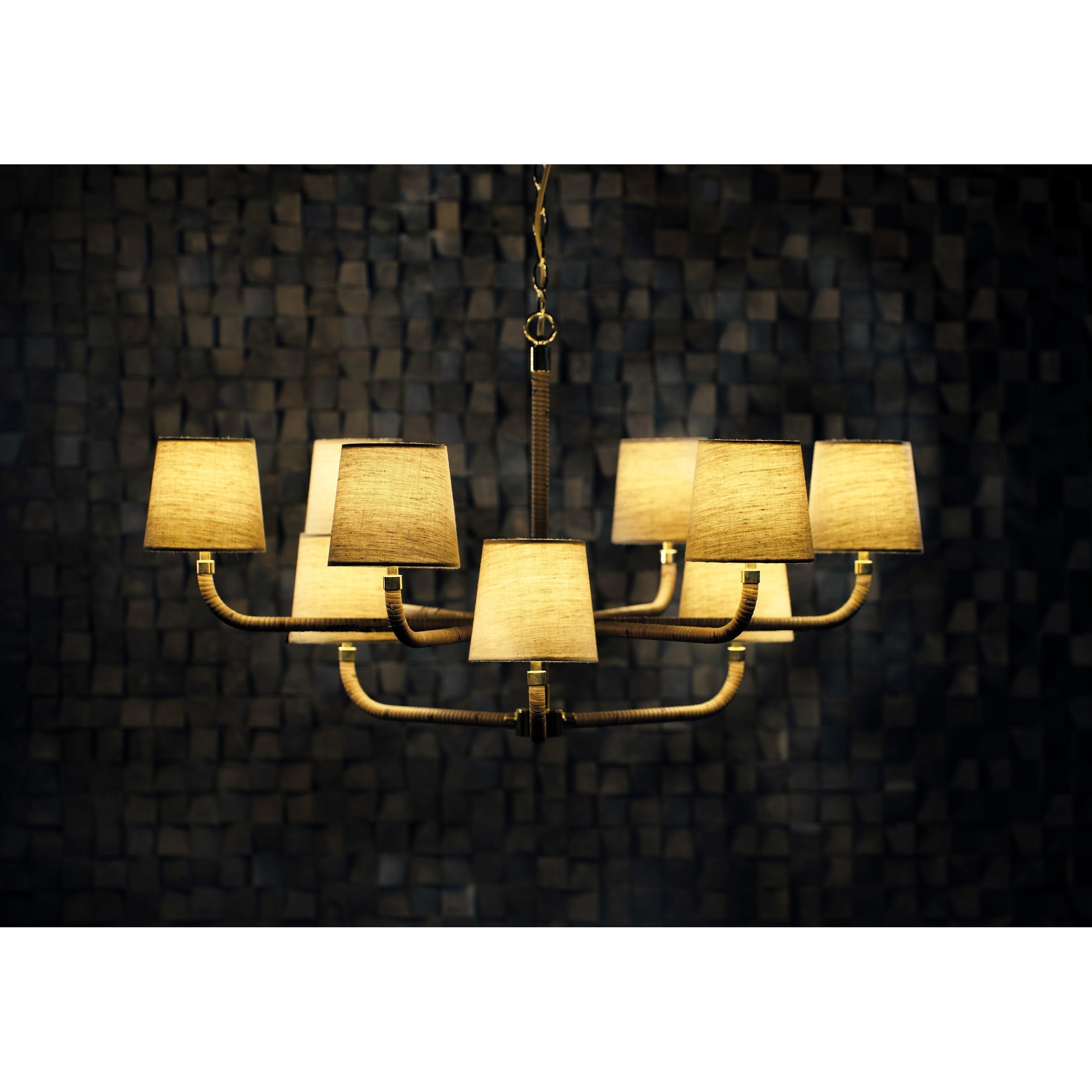 Avdoria Vintage Industrieller Holden-Rattan Gold Stoff-Kronleuchter-Letslighting