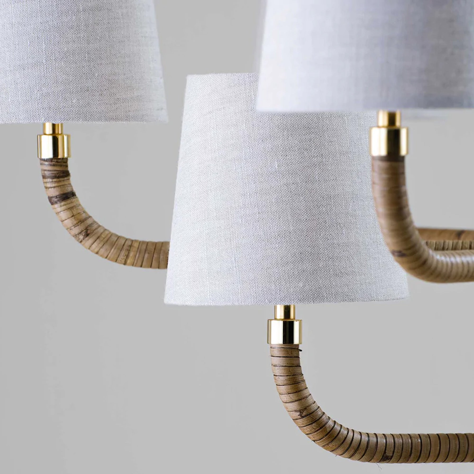 Avdoria Vintage Industrieller Holden-Rattan Gold Stoff-Kronleuchter-Letslighting