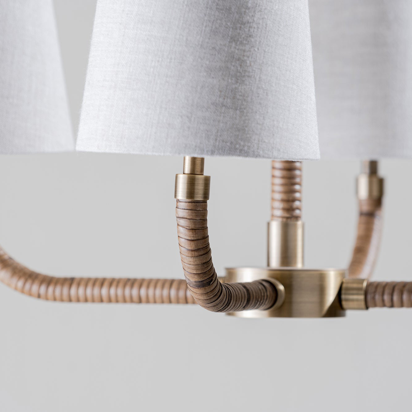 Avdoria Vintage Industrieller Holden-Rattan Gold Stoff-Kronleuchter-Letslighting