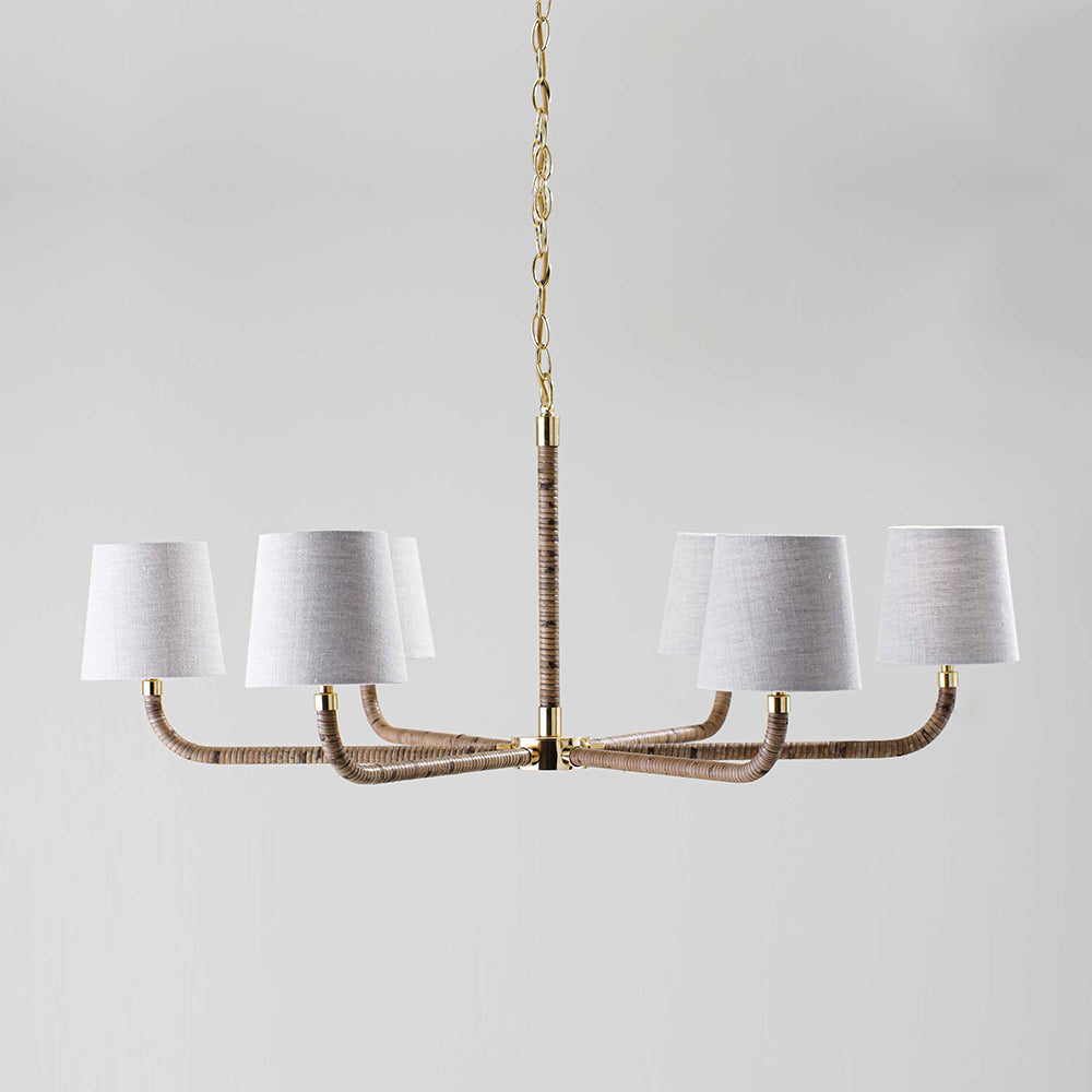 Avdoria Vintage Industrieller Holden-Rattan Gold Stoff-Kronleuchter-Letslighting