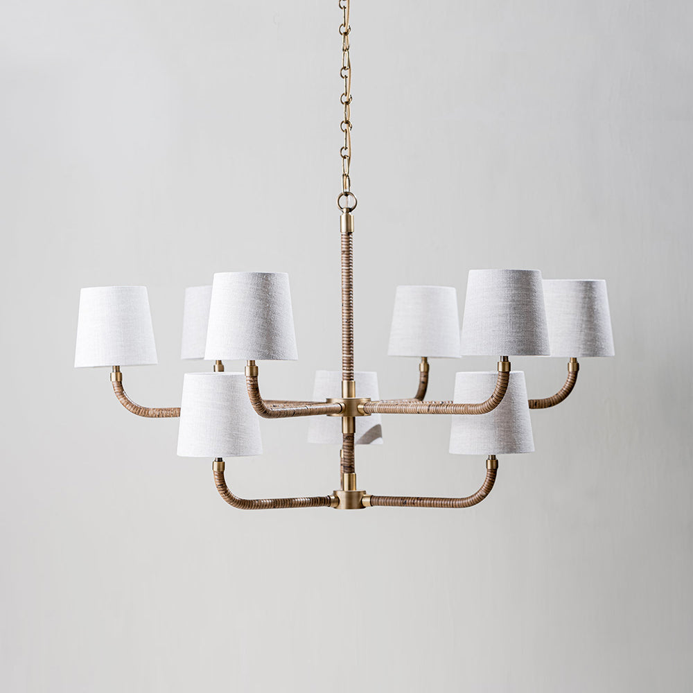 Avdoria Vintage Industrieller Holden-Rattan Gold Stoff-Kronleuchter-Letslighting